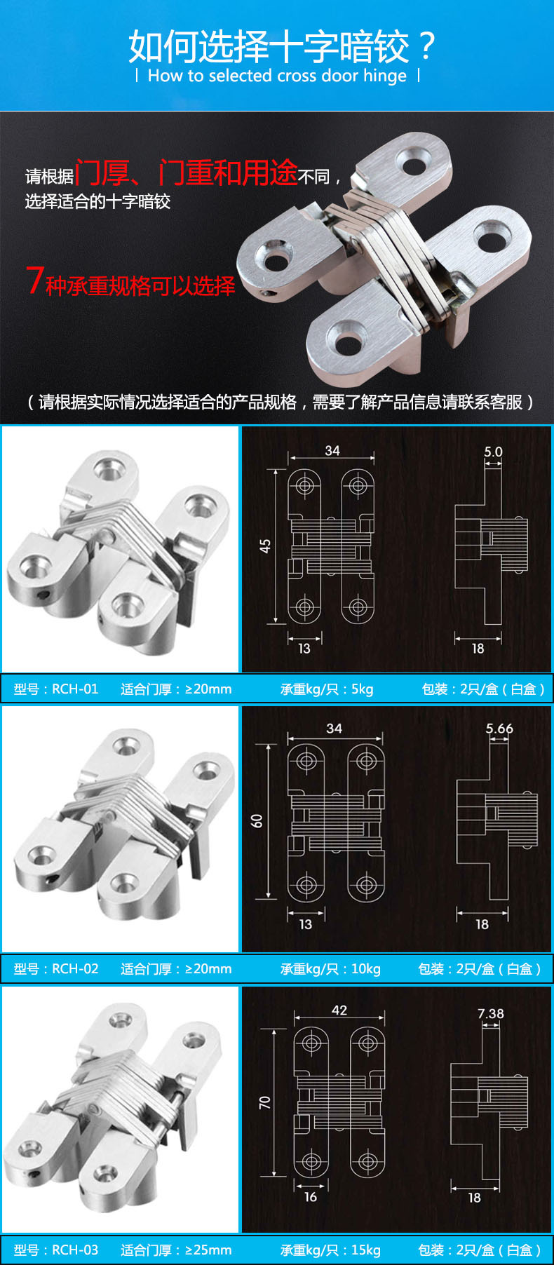 樂朗五金RCH-01 暗藏十字鉸鏈